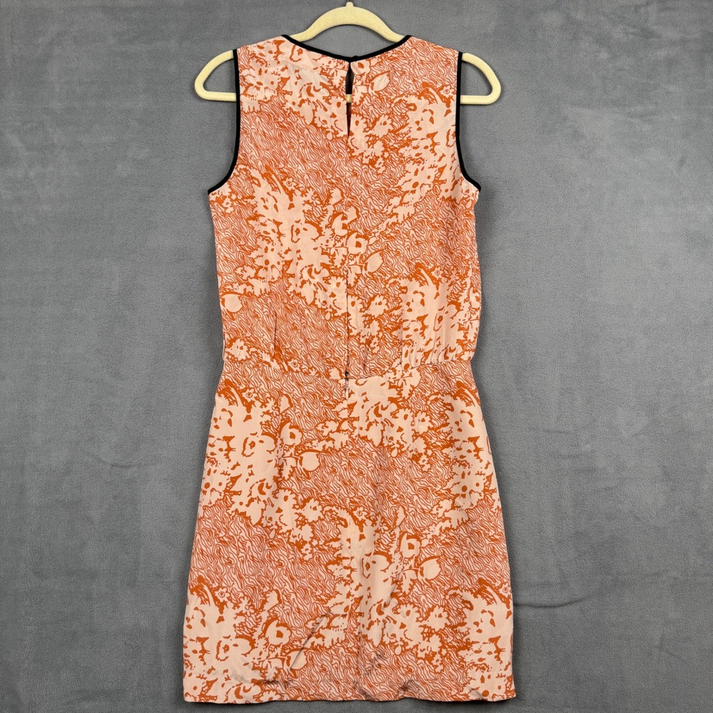 4C Anthropologie Orange Abstract Print Silk Sleeveless Mini Dress 4 4RS2SCF117 - Picture 8 of 8